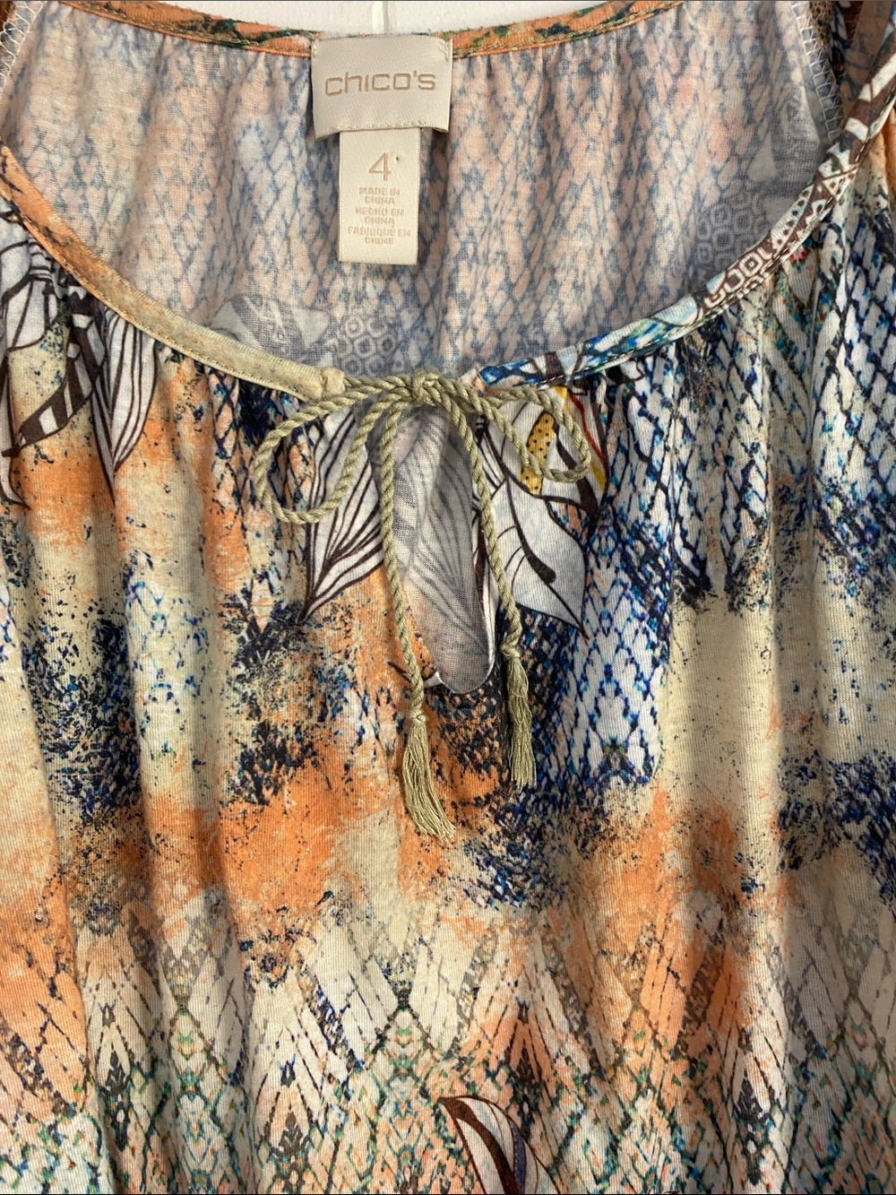 Chico's Boho Floral Peasant Blouse Festival Flowy Feminine Chic Size 16-18 (4) - Picture 5 of 11
